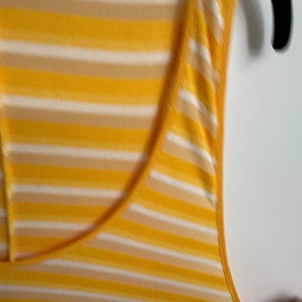 Zara Womens Dress Large Maxi Stretchy Yellow Striped Sleeveless Knit Summer